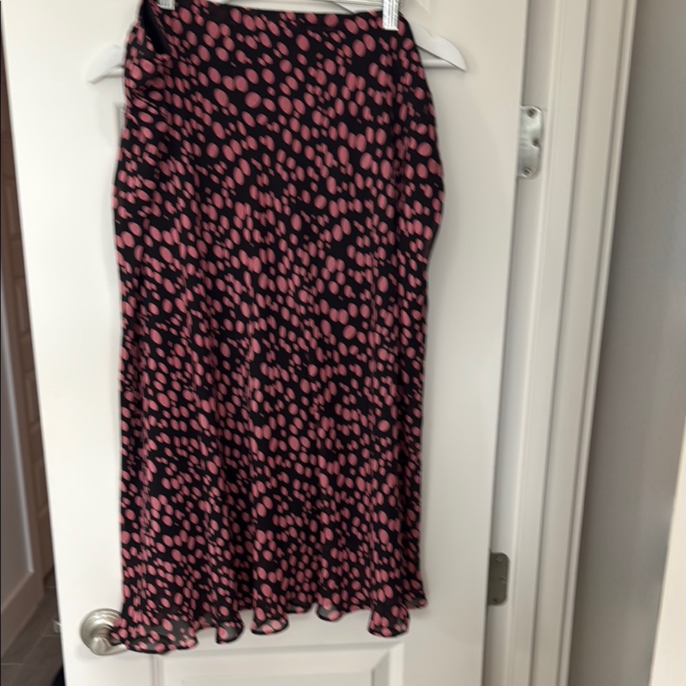 Womens Plus Pink and Black Polka Dot Skirt Ruffle bottom